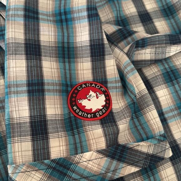Canada Weather Gear plaid Checkered short 
Sleeve shirt EUC - Picture 6 of 6